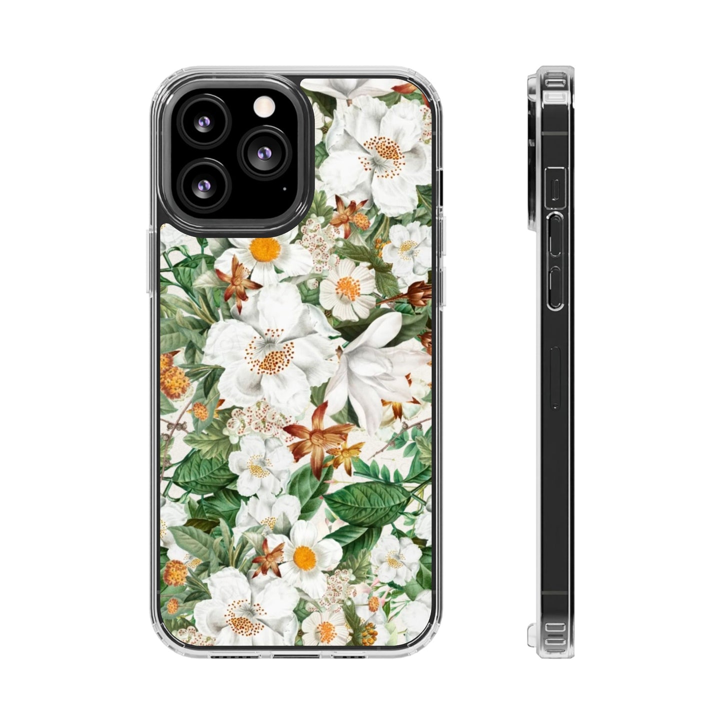 Coque de téléphone magnétique transparente Floral White Garden