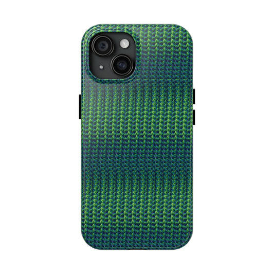 Green Woven Texture Tough Phone Case — Durable Protective Phone Cover