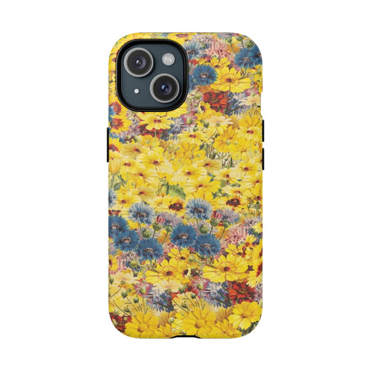Coque de téléphone magnétique renforcée Floral Yellow Wildflower — Housse magnétique durable à fixation Snap