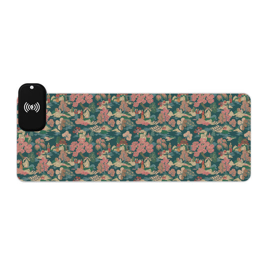 LED RGB Gaming Mouse Pad with Wireless Charging – Floral Camouflage Design
