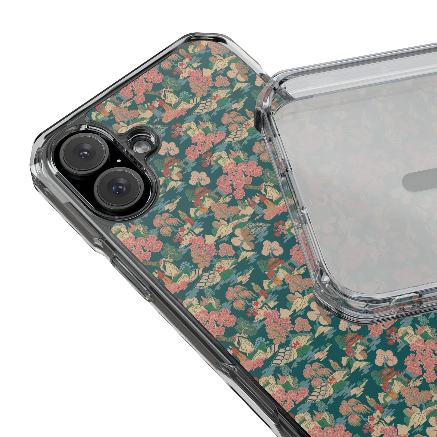 Floral Vintage Clear Magnetic Phone Case – Impact-Resistant iPhone Cover