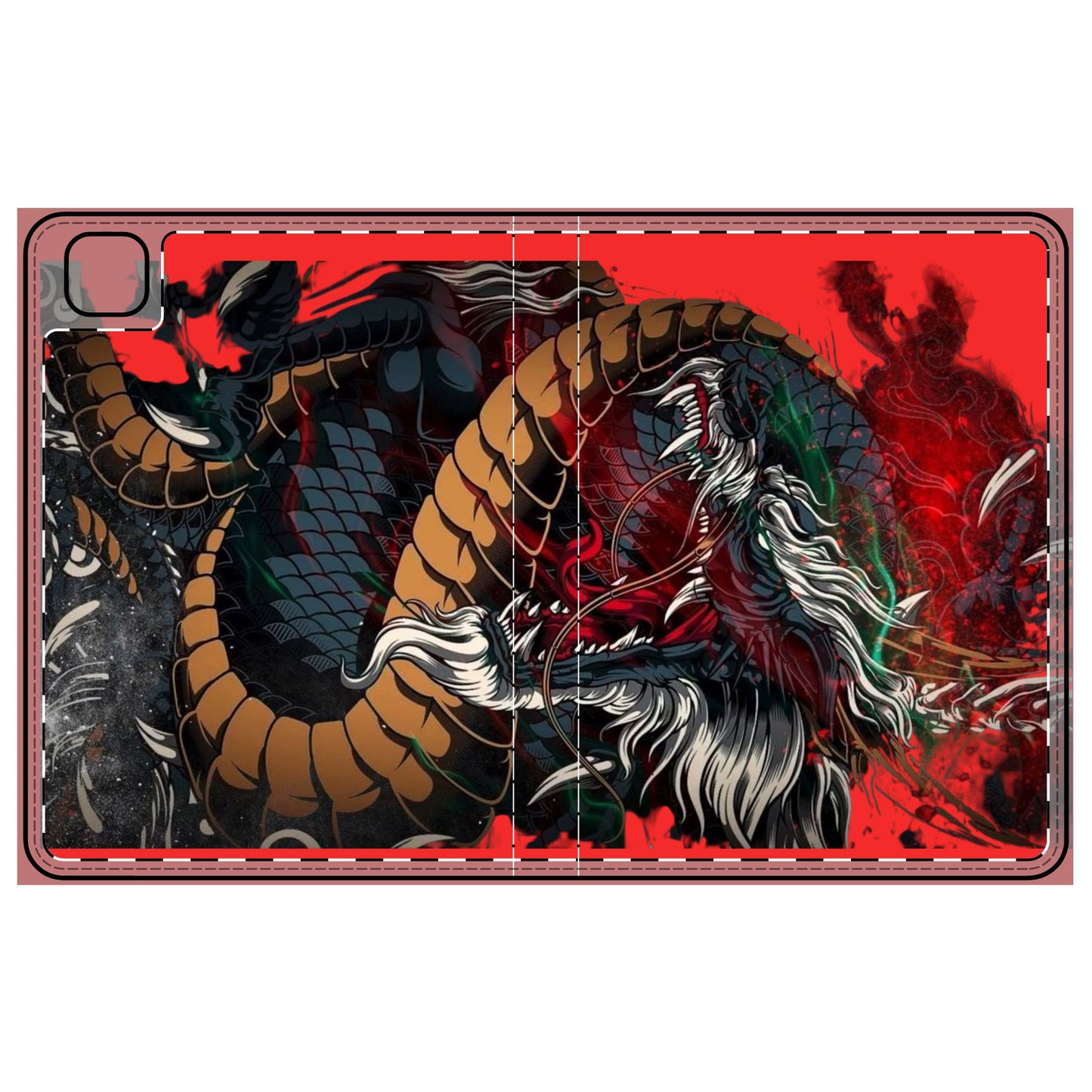 Étui folio pour tablette Dragon Art — Housse protectrice dragon mythique rouge