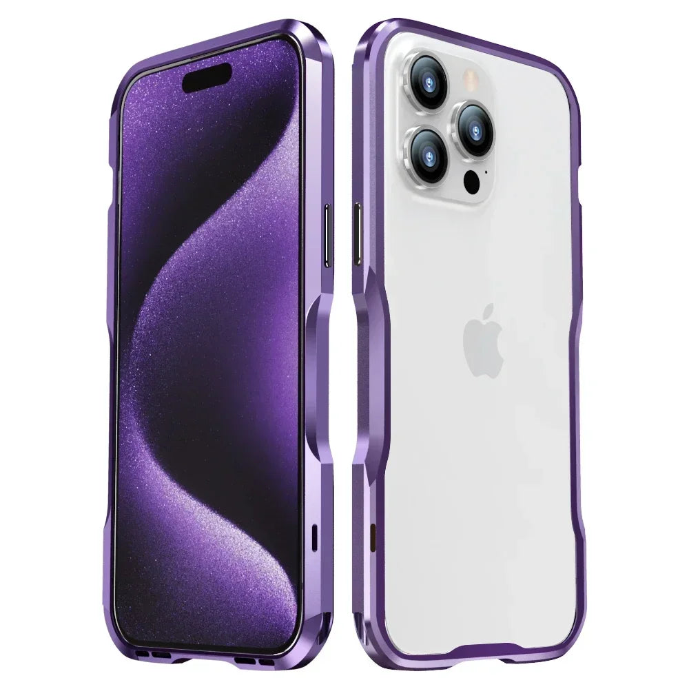 LUPHIE Metal Bumper Case for iPhone 11 12 13 14 15 16 Series | Aluminium Frame with Lens Protector