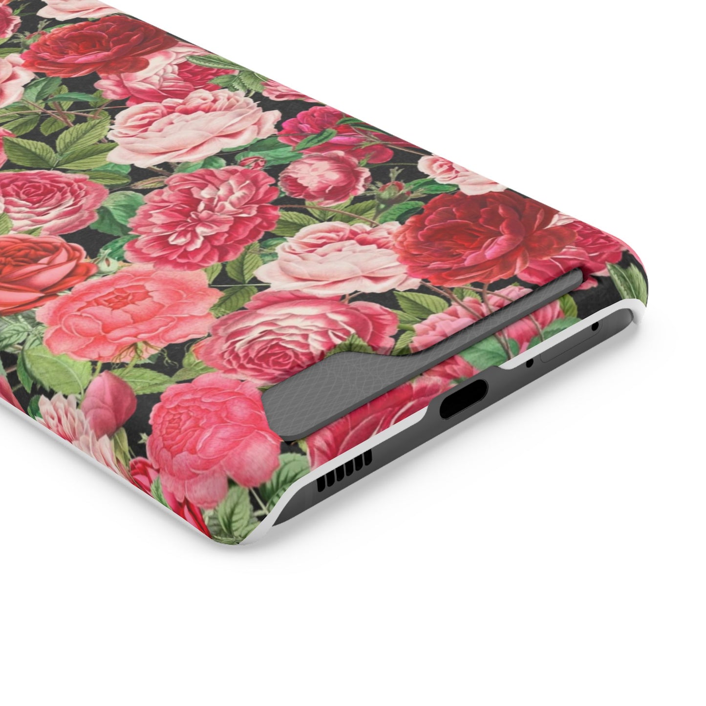 Coque de téléphone avec porte-cartes Floral Rose – Jardin vintage rose