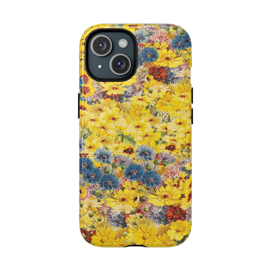 Coque de téléphone magnétique renforcée Floral Yellow Wildflower — Housse magnétique durable à fixation Snap