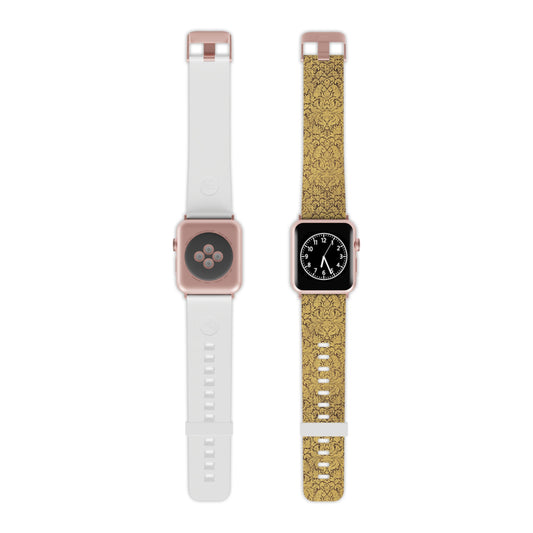 Bracelet Apple Watch Motif Damas Doré — Bracelet de Remplacement Floral Vintage