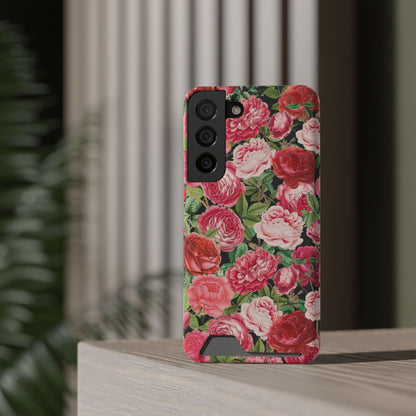 Coque de téléphone avec porte-cartes Floral Rose – Jardin vintage rose