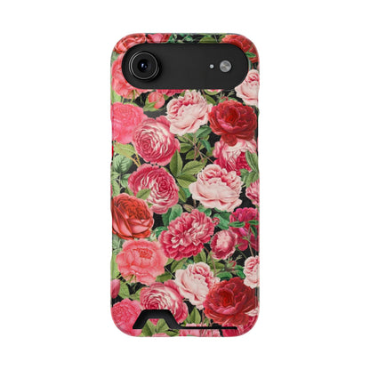 Coque de téléphone avec porte-cartes Floral Rose – Jardin vintage rose