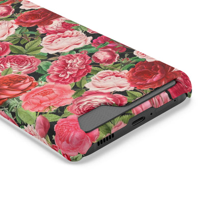 Coque de téléphone avec porte-cartes Floral Rose – Jardin vintage rose