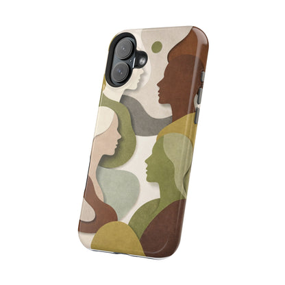 Coque de téléphone — Silhouettes multiculturelles abstraites magnétique et résistante aux chocs