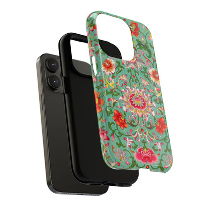 Coque de téléphone magnétique renforcée à motif floral vintage
