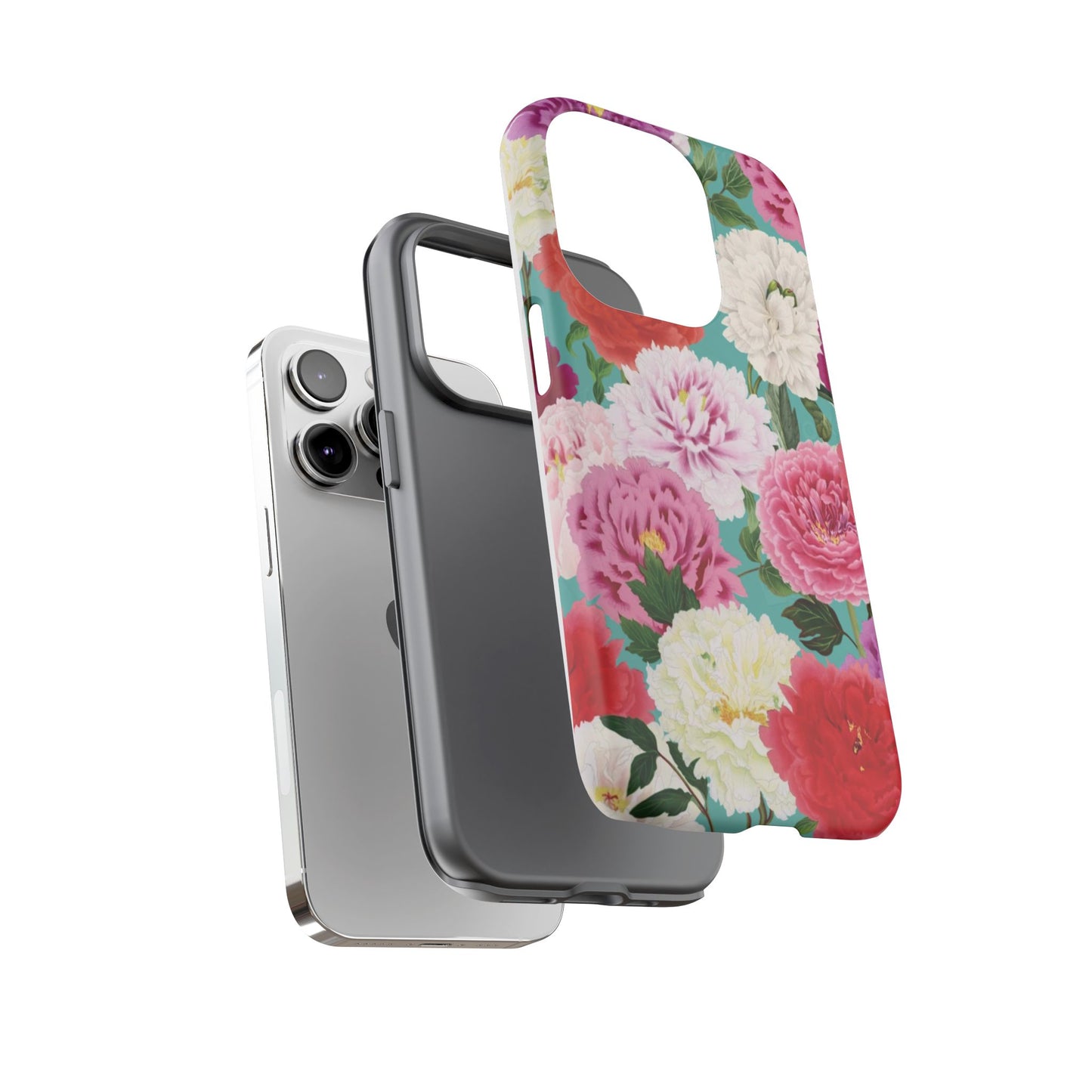 Coque de téléphone renforcée Floral Peony — Housse botanique protectrice pour iPhone