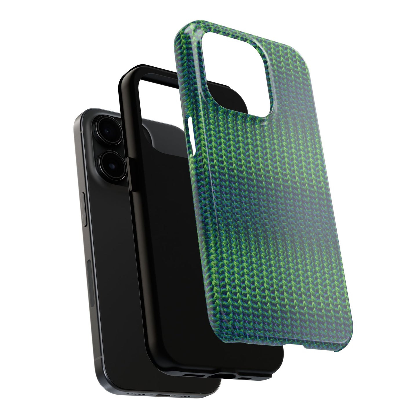 Green Woven Texture Tough Phone Case — Durable Protective Phone Cover