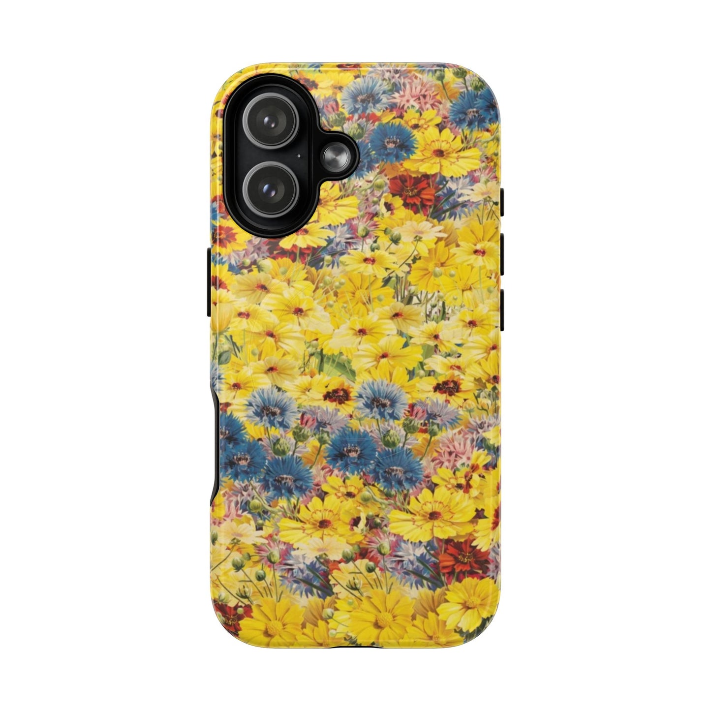 Coque de téléphone magnétique renforcée Floral Yellow Wildflower — Housse magnétique durable à fixation Snap