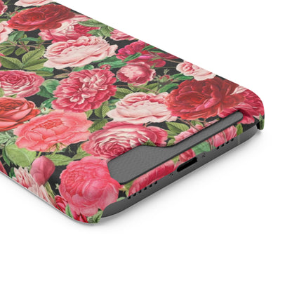 Coque de téléphone avec porte-cartes Floral Rose – Jardin vintage rose