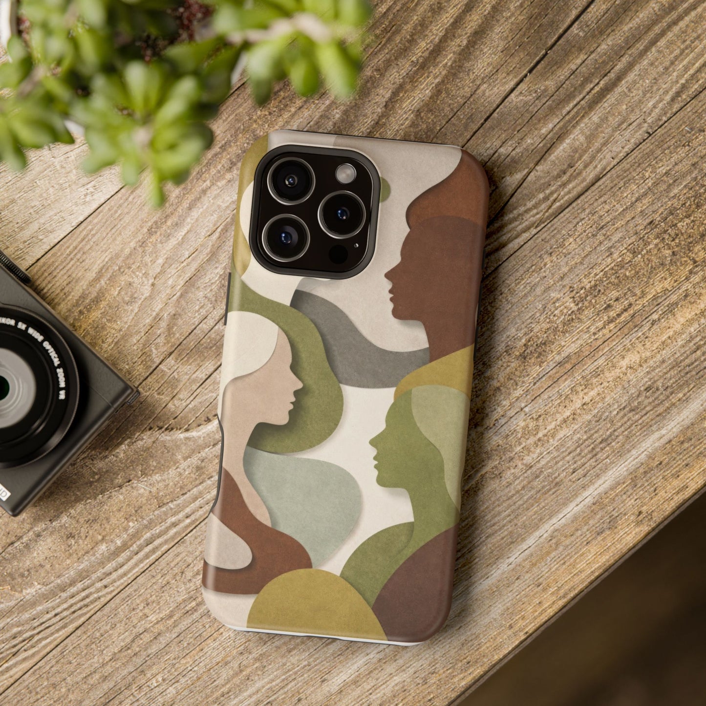 Coque de téléphone — Silhouettes multiculturelles abstraites magnétique et résistante aux chocs