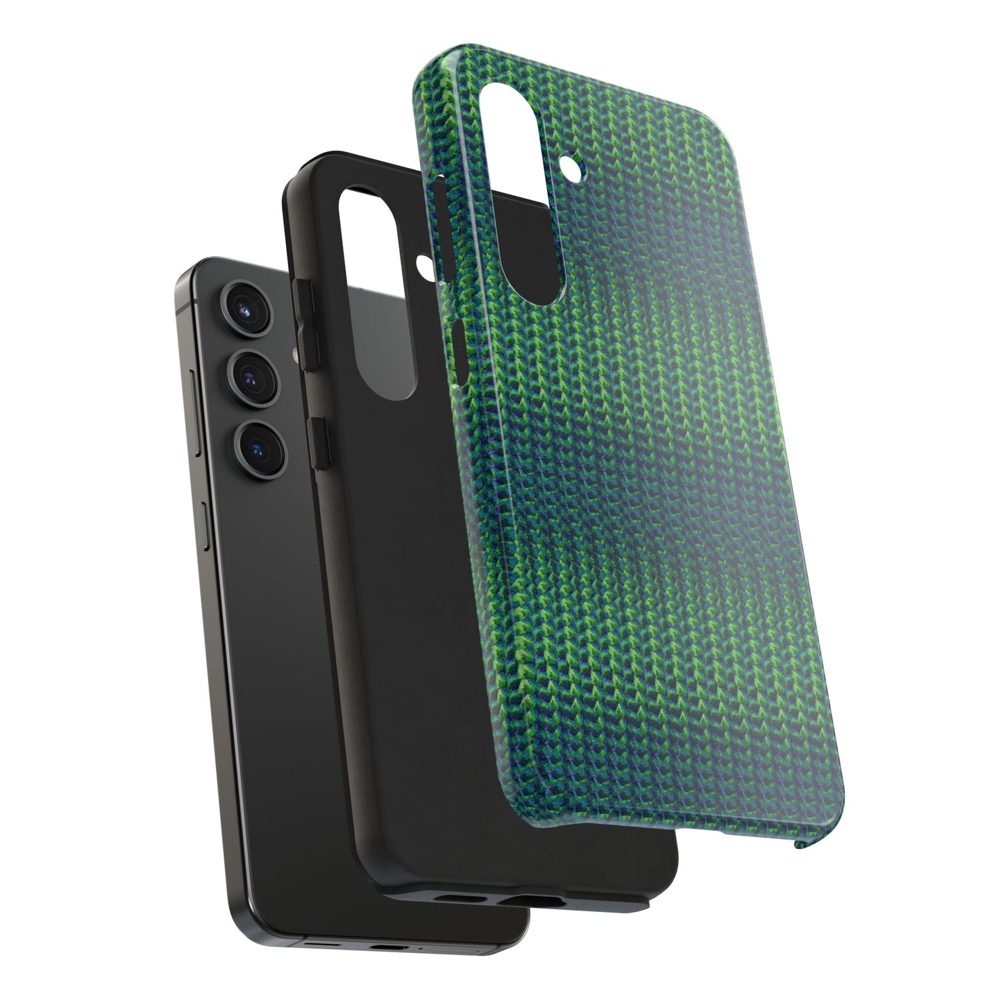 Green Woven Texture Tough Phone Case — Durable Protective Phone Cover