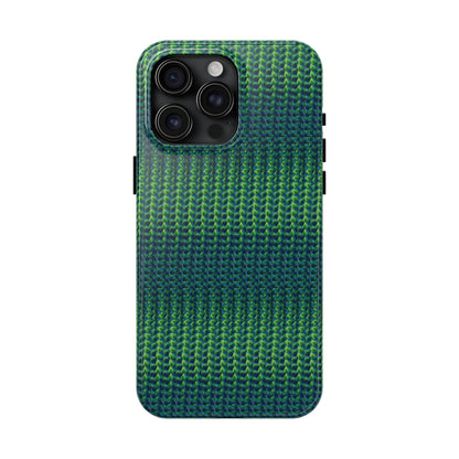 Green Woven Texture Tough Phone Case — Durable Protective Phone Cover