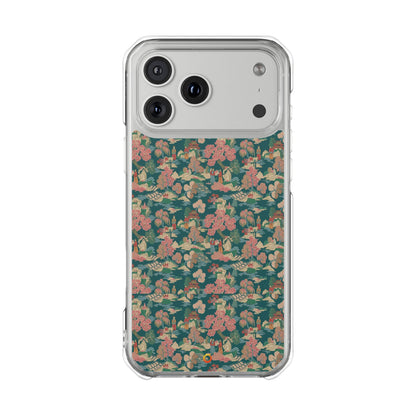 Floral Vintage Clear Magnetic Phone Case – Impact-Resistant iPhone Cover