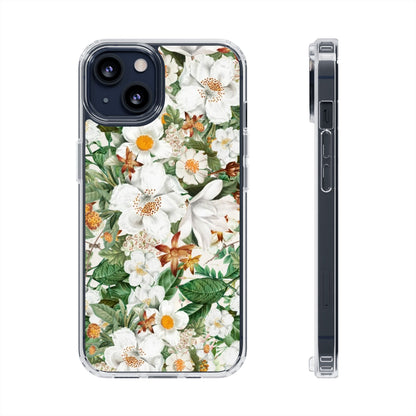Coque de téléphone magnétique transparente Floral White Garden