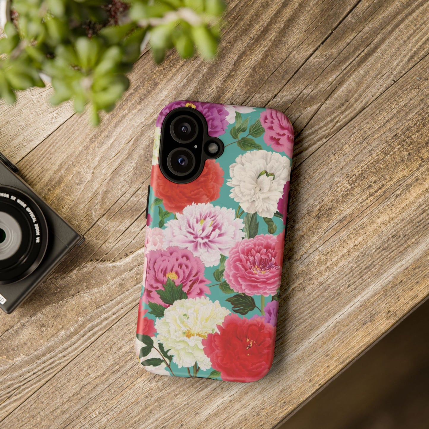 Coque de téléphone renforcée Floral Peony — Housse botanique protectrice pour iPhone