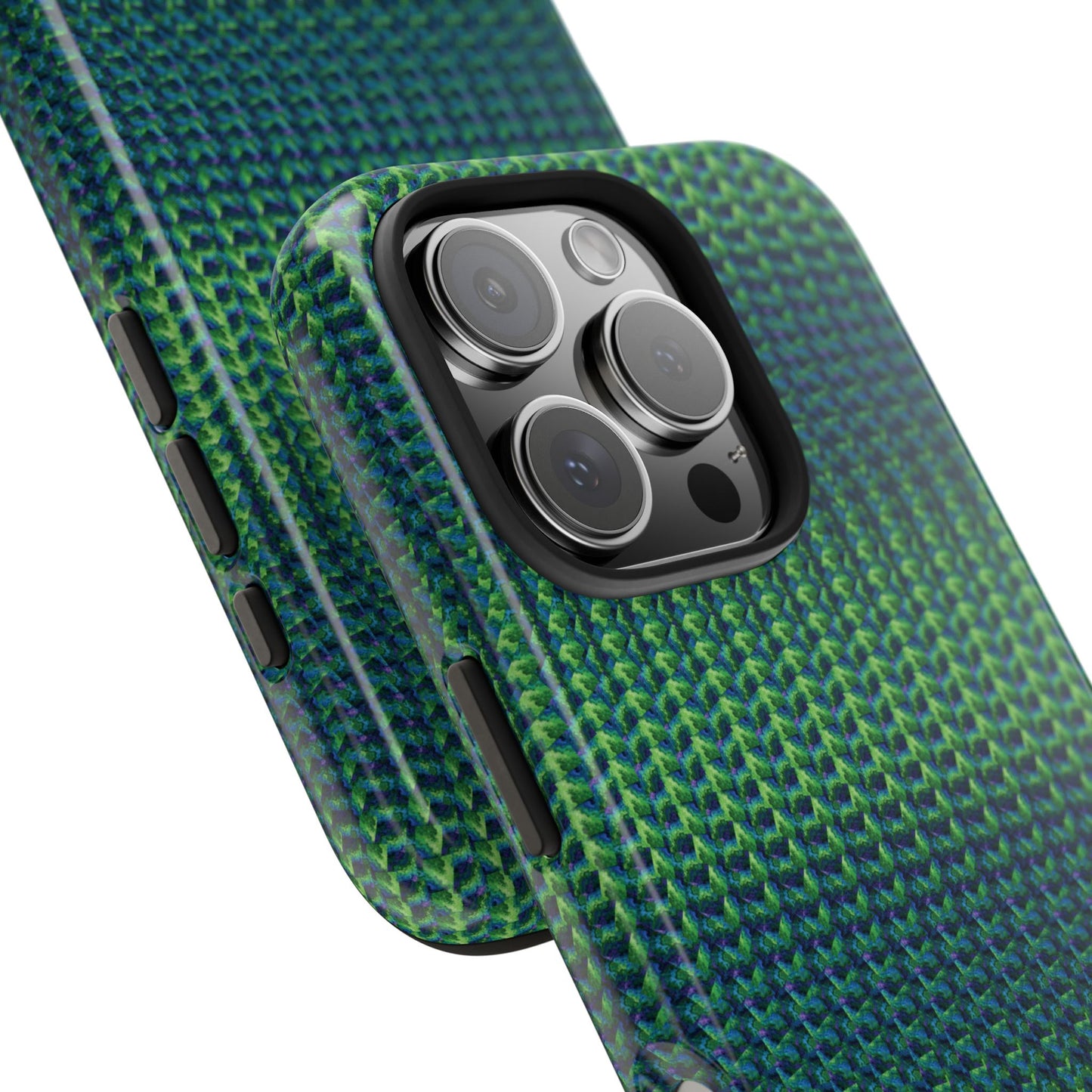 Green Woven Texture Tough Phone Case — Durable Protective Phone Cover