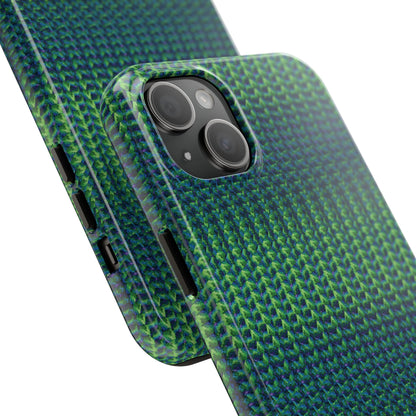 Green Woven Texture Tough Phone Case — Durable Protective Phone Cover