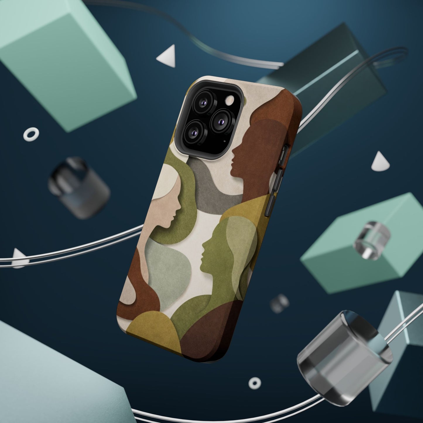Coque de téléphone — Silhouettes multiculturelles abstraites magnétique et résistante aux chocs