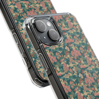 Floral Vintage Clear Magnetic Phone Case – Impact-Resistant iPhone Cover