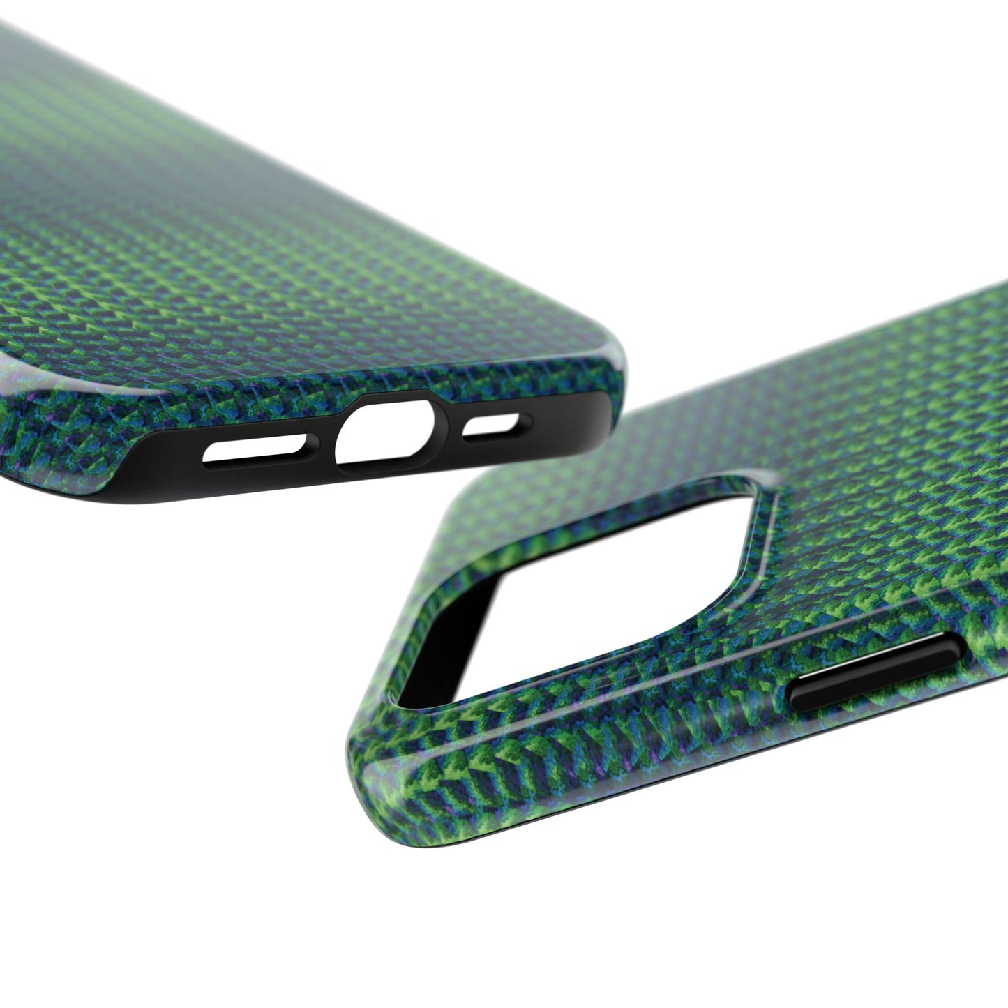 Green Woven Texture Tough Phone Case — Durable Protective Phone Cover
