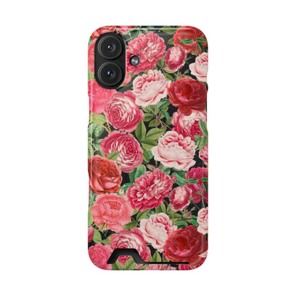 Coque de téléphone avec porte-cartes Floral Rose – Jardin vintage rose