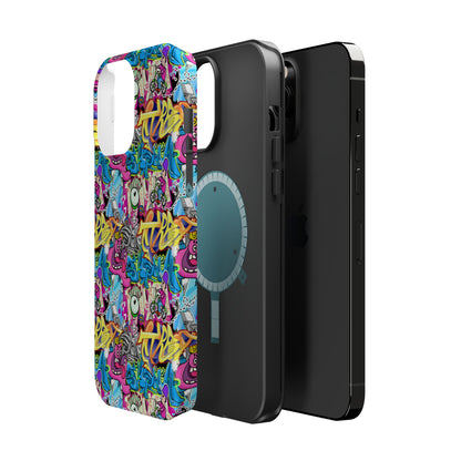 Coque de téléphone magnétique Graffiti Collage — Housse protectrice résistante aux chocs