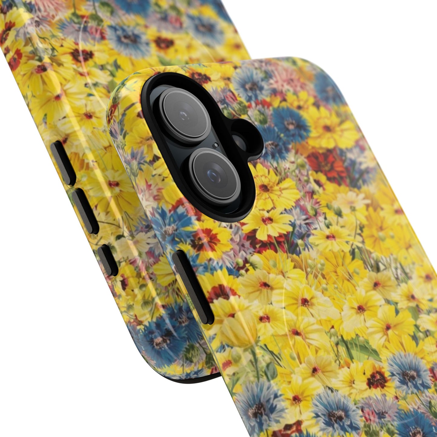 Coque de téléphone magnétique renforcée Floral Yellow Wildflower — Housse magnétique durable à fixation Snap