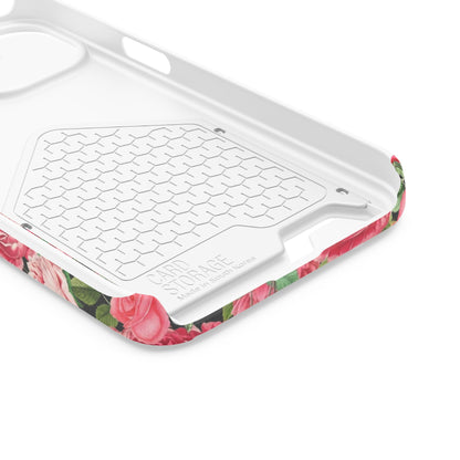Coque de téléphone avec porte-cartes Floral Rose – Jardin vintage rose