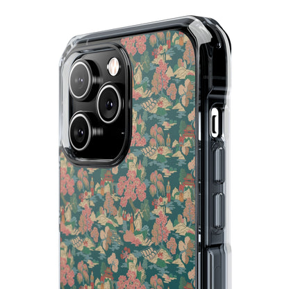 Floral Vintage Clear Magnetic Phone Case – Impact-Resistant iPhone Cover