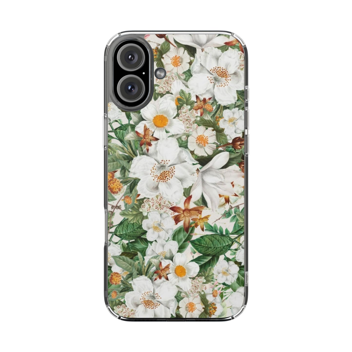 Coque de téléphone magnétique transparente Floral White Garden