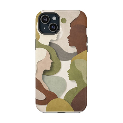Coque de téléphone — Silhouettes multiculturelles abstraites magnétique et résistante aux chocs