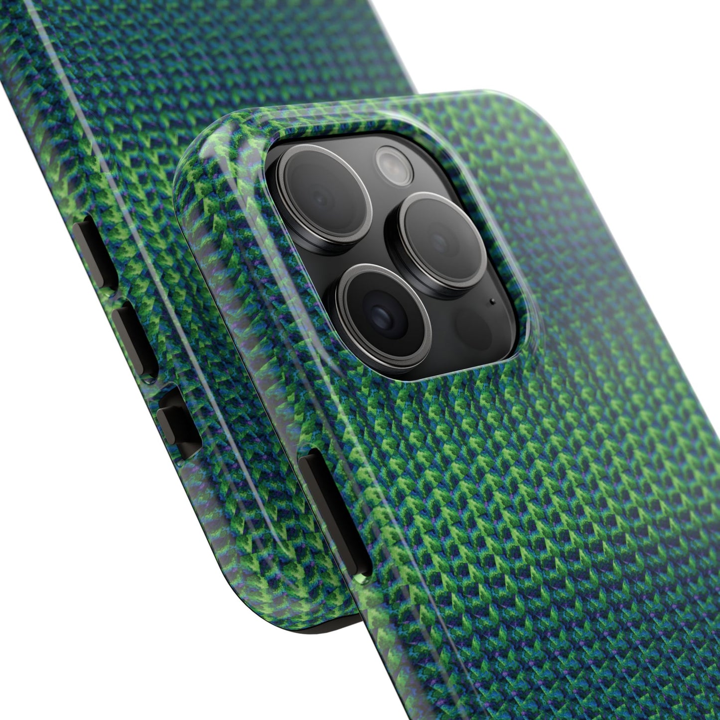 Green Woven Texture Tough Phone Case — Durable Protective Phone Cover
