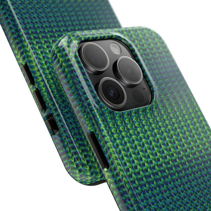 Green Woven Texture Tough Phone Case — Durable Protective Phone Cover