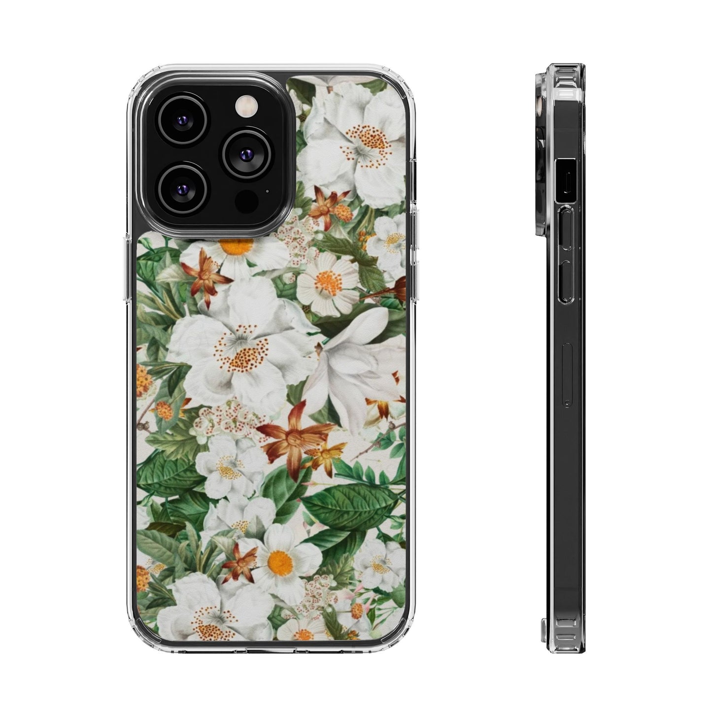 Coque de téléphone magnétique transparente Floral White Garden