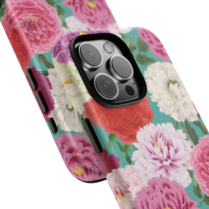 Coque de téléphone renforcée Floral Peony — Housse botanique protectrice pour iPhone