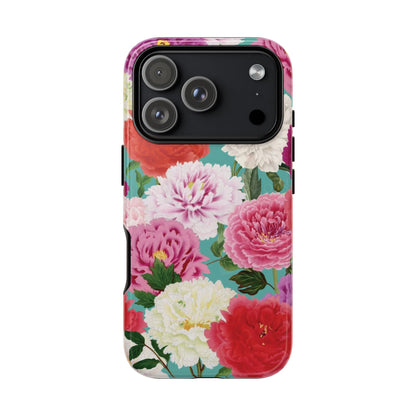 Coque de téléphone renforcée Floral Peony — Housse botanique protectrice pour iPhone