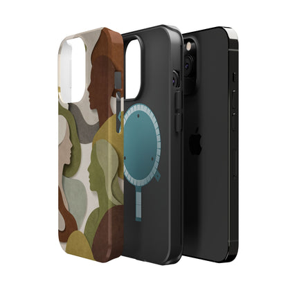 Coque de téléphone — Silhouettes multiculturelles abstraites magnétique et résistante aux chocs
