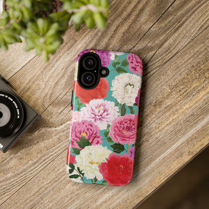 Coque de téléphone renforcée Floral Peony — Housse botanique protectrice pour iPhone