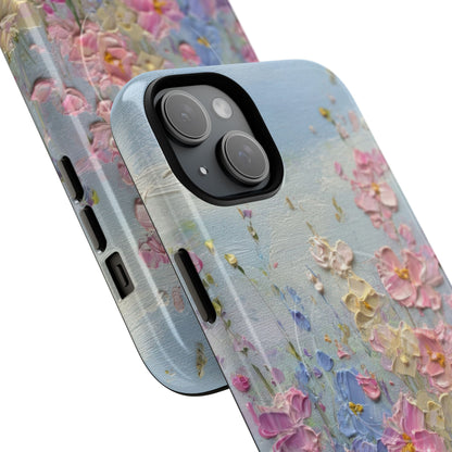 Coque de téléphone Floral Garden — Coque magnétique renforcée à fleurs texturées pastel