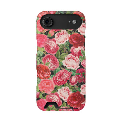 Coque de téléphone avec porte-cartes Floral Rose – Jardin vintage rose