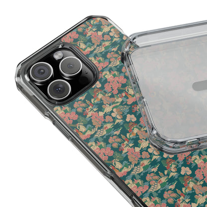 Floral Vintage Clear Magnetic Phone Case – Impact-Resistant iPhone Cover