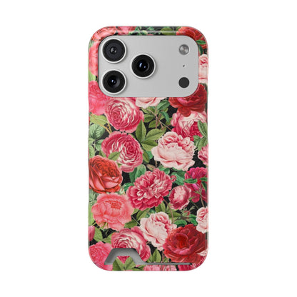 Coque de téléphone avec porte-cartes Floral Rose – Jardin vintage rose
