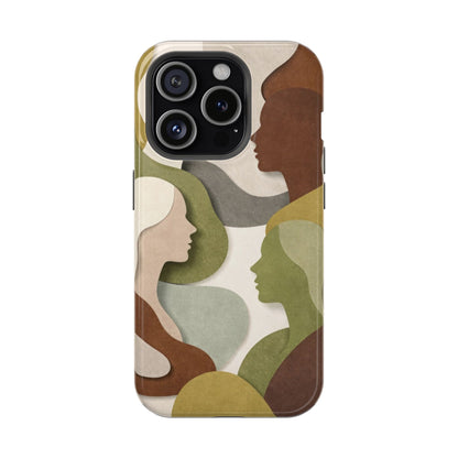Coque de téléphone — Silhouettes multiculturelles abstraites magnétique et résistante aux chocs
