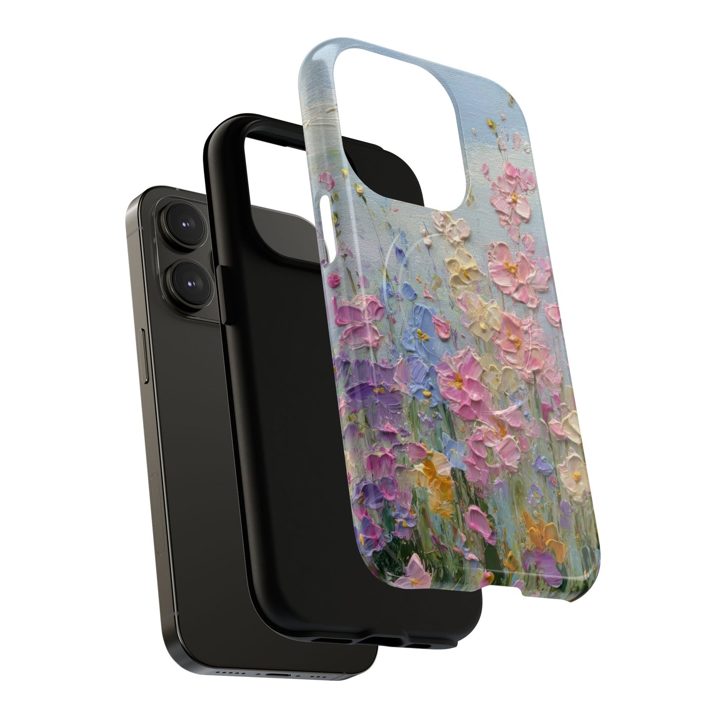 Coque de téléphone Floral Garden — Coque magnétique renforcée à fleurs texturées pastel